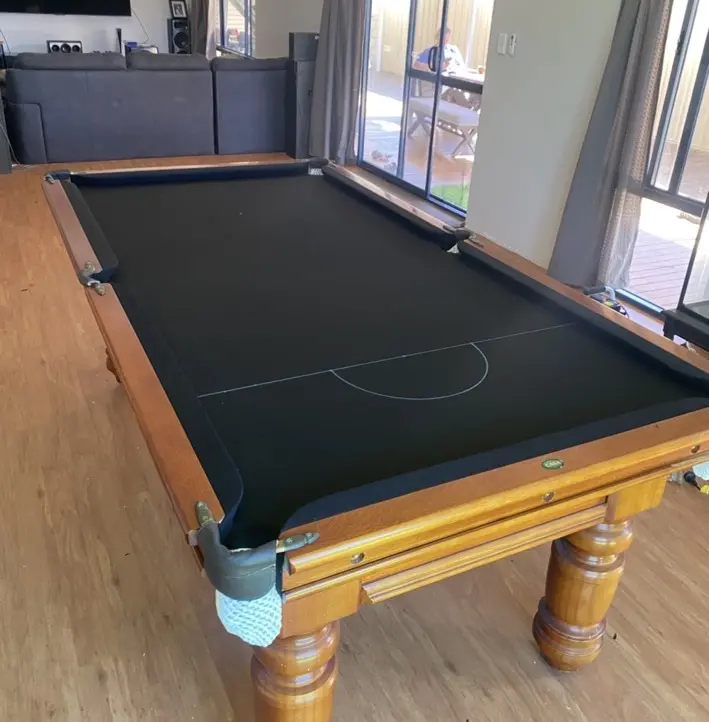 Pool table after black reclothing